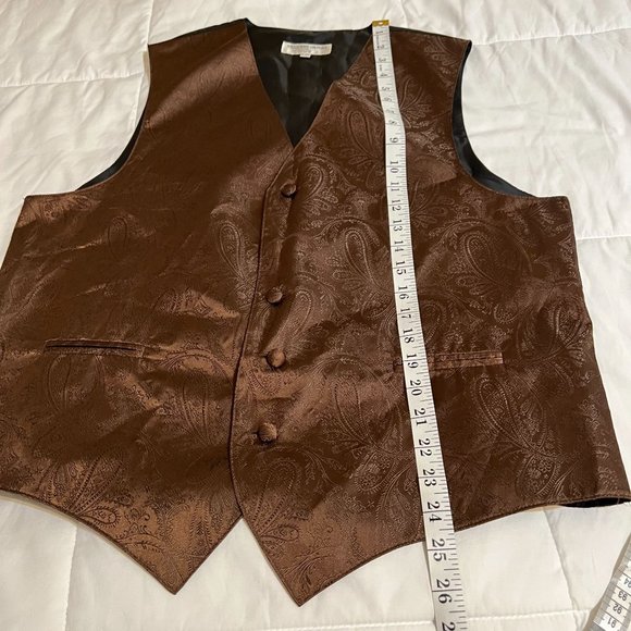 Vesuvio Napoli men's formal paisley tuxedo vest,  size M , brown - Picture 6 of 12